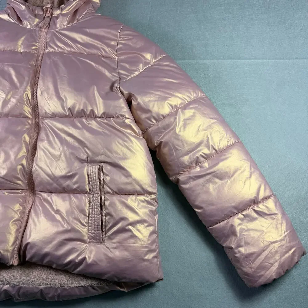 SWISS TECH Girls Rose Gold Metallic Puffer Jacket Size XL 14–16